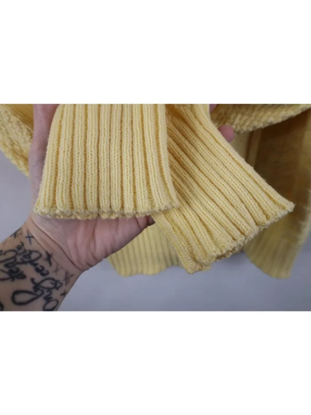 Vintage 90s Streetwear Mens Medium Geometric Cotton Knit Sweater Yellow USA